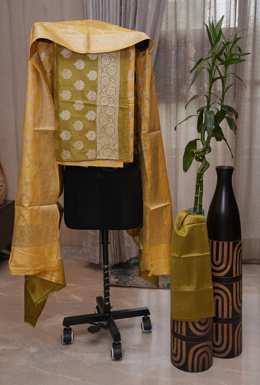 Pure Moonga Silk Banarasi Zari 3-Piece Suit Set