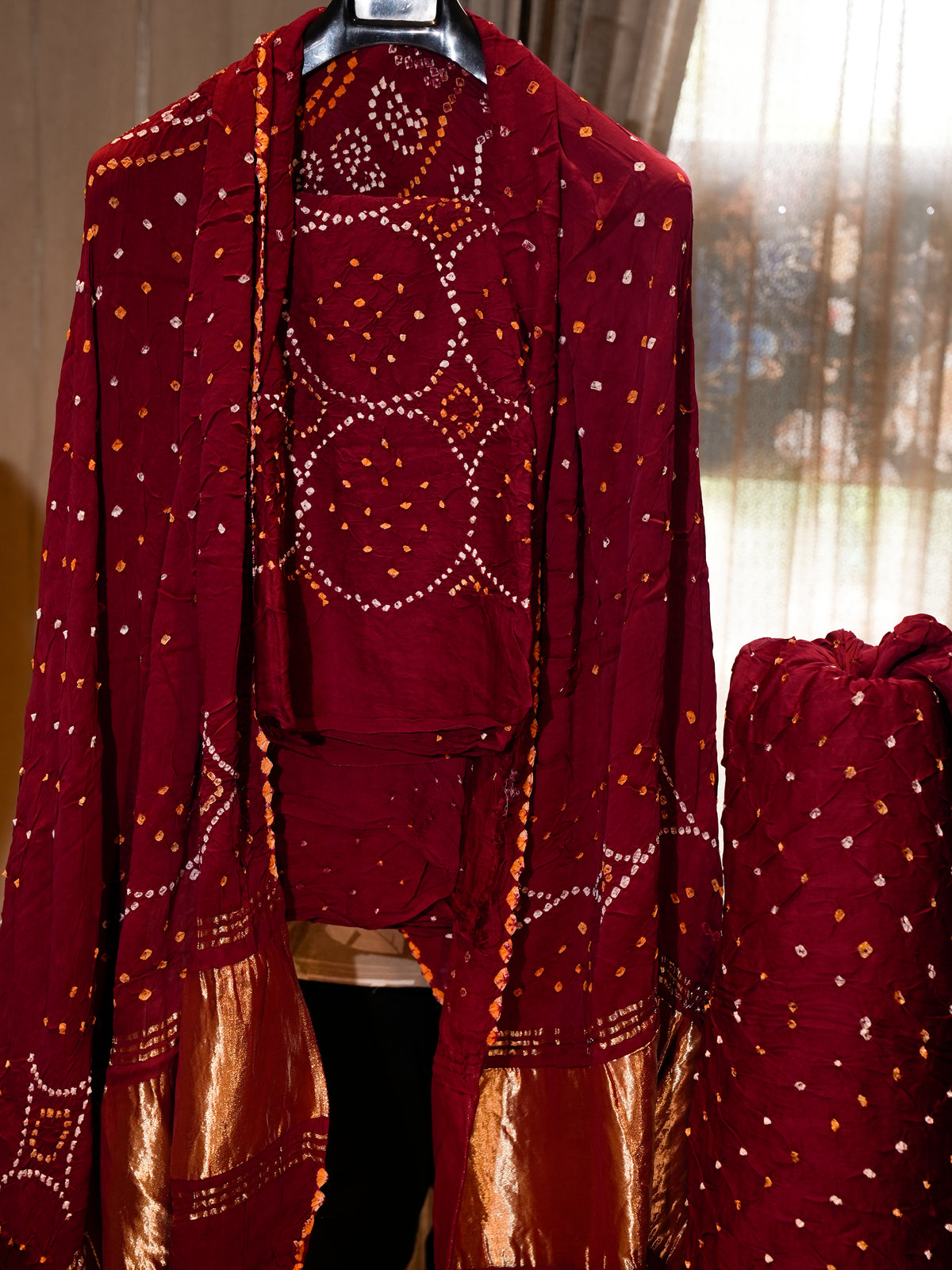Pure Modal Silk with Bandhej Work 3-Piece Suit Set