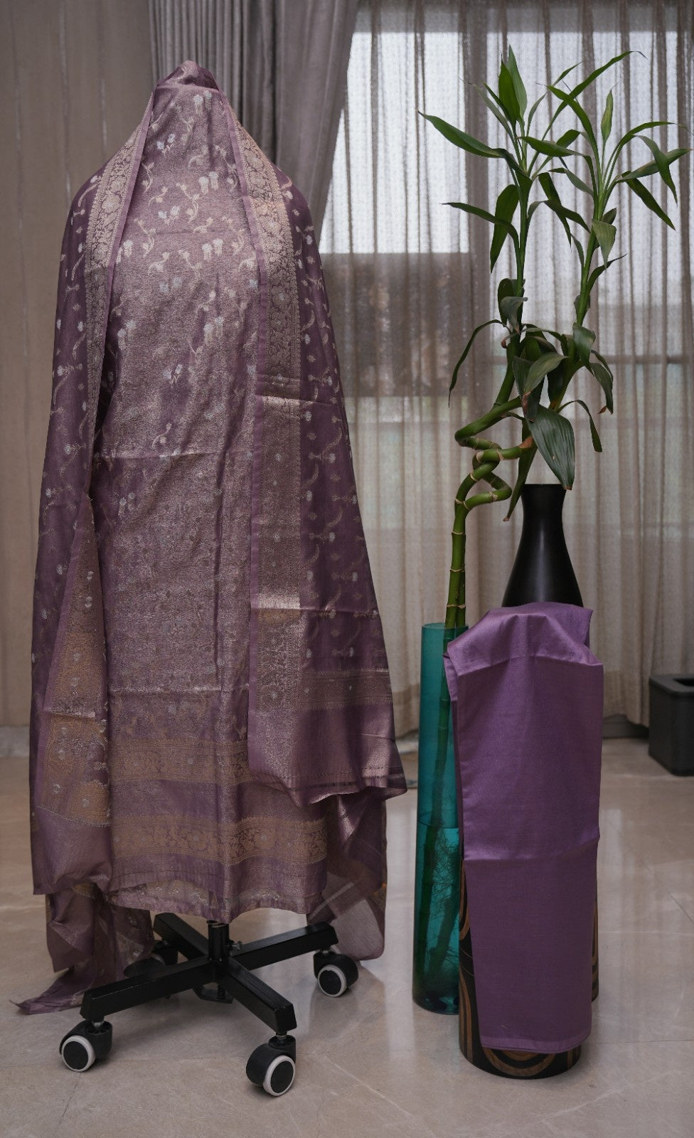 Soft Tissue Silk Banarasi Zari 3-Piece Suit Set