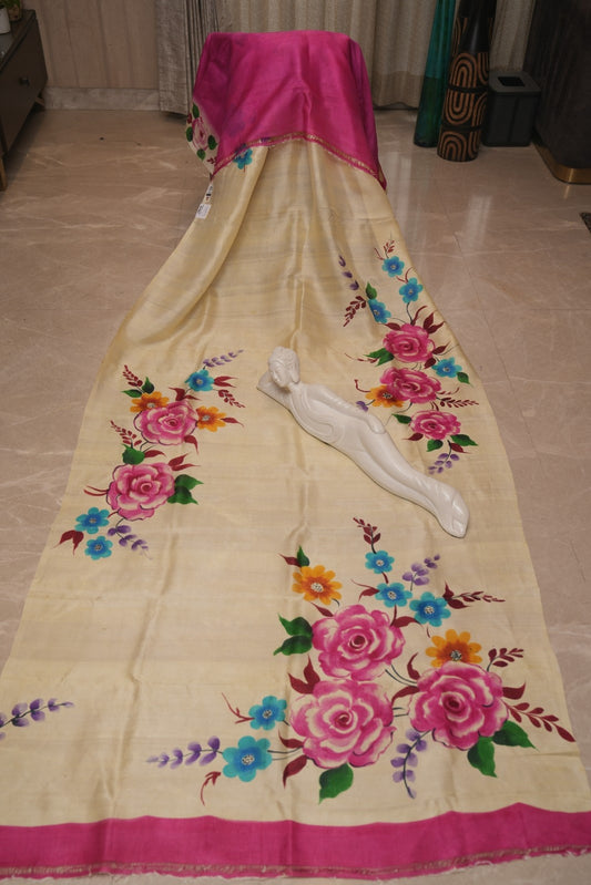 Pure Bishnupuri Silk Hand-Painted Saree