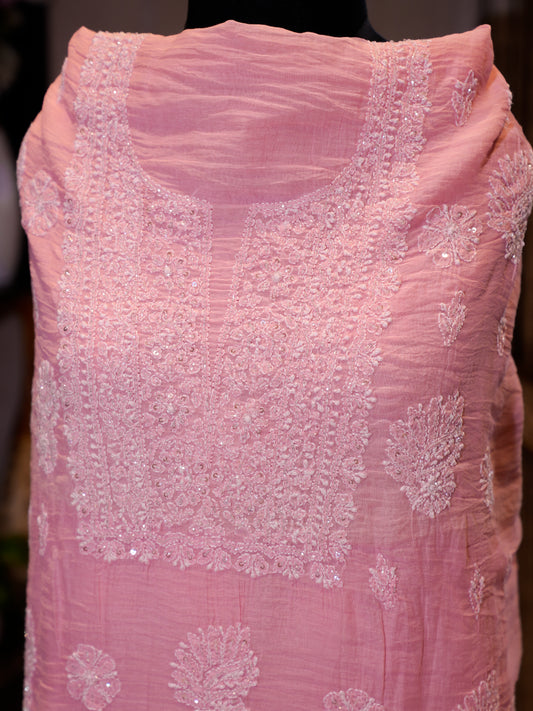 Mal Chanderi Chikankari with Katdana Work 3-Piece Suit Set