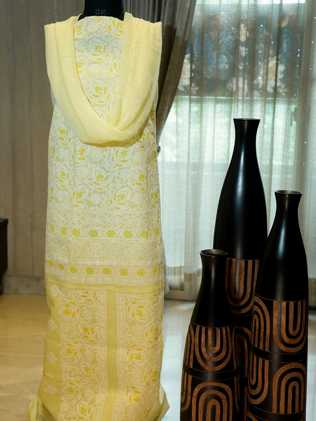 Pure Cotton with Katdana Work & Chikankari, 3-Piece Set