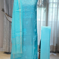 Chikankari Mal Chanderi Cotton with Katdana Work, 3-Piece Suit