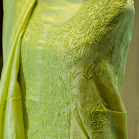 Pure Tassar Silk with Chikankari Work, 2-Piece Suit Set