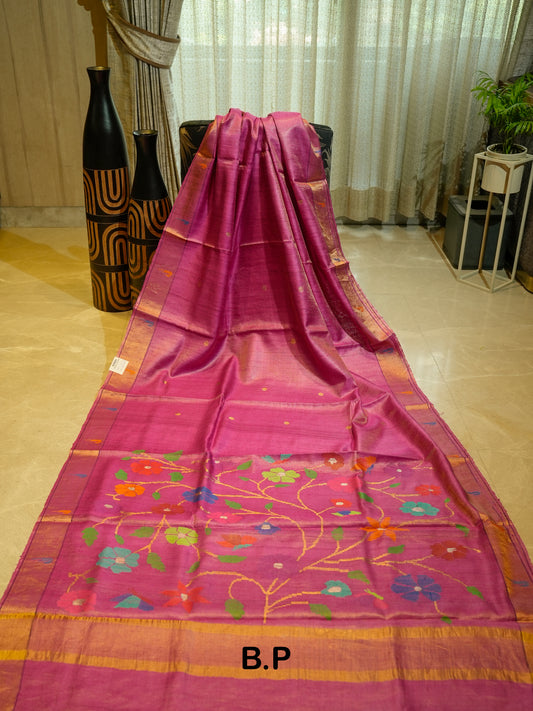 Pure Tassar Silk with Handwoven Zari & Resham Work