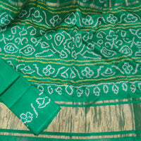 Pure Gajji Silk Gharchaola Saree with Bandhej - Green