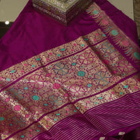Pure Katan Silk Saree with Meenakari Work - Wine