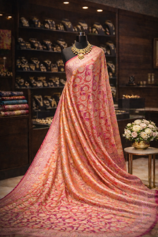 Premium Banarasi 2-Shade Pure Kattan Silk Saree