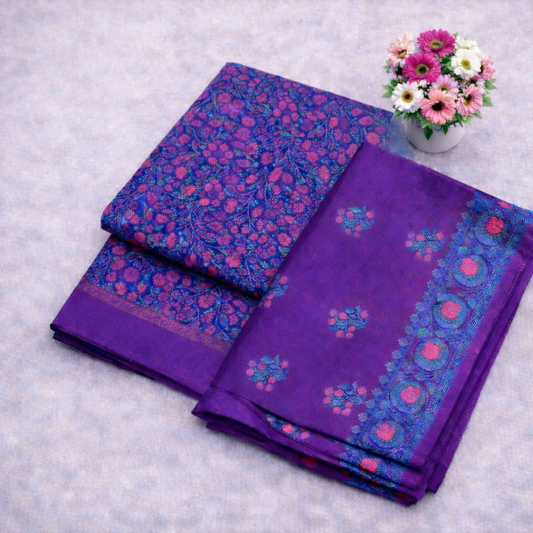 Premium Banarasi Purple Jamewaar Silk 3-Piece Suit